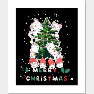 Funny Christmas Cat, Cute Cats Christmas Tree for Cat Lovers Posters and Art